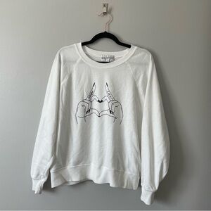 Wildfox Girl Gang Sommers Heart Hands Sweatshirt Vanilla White Size M